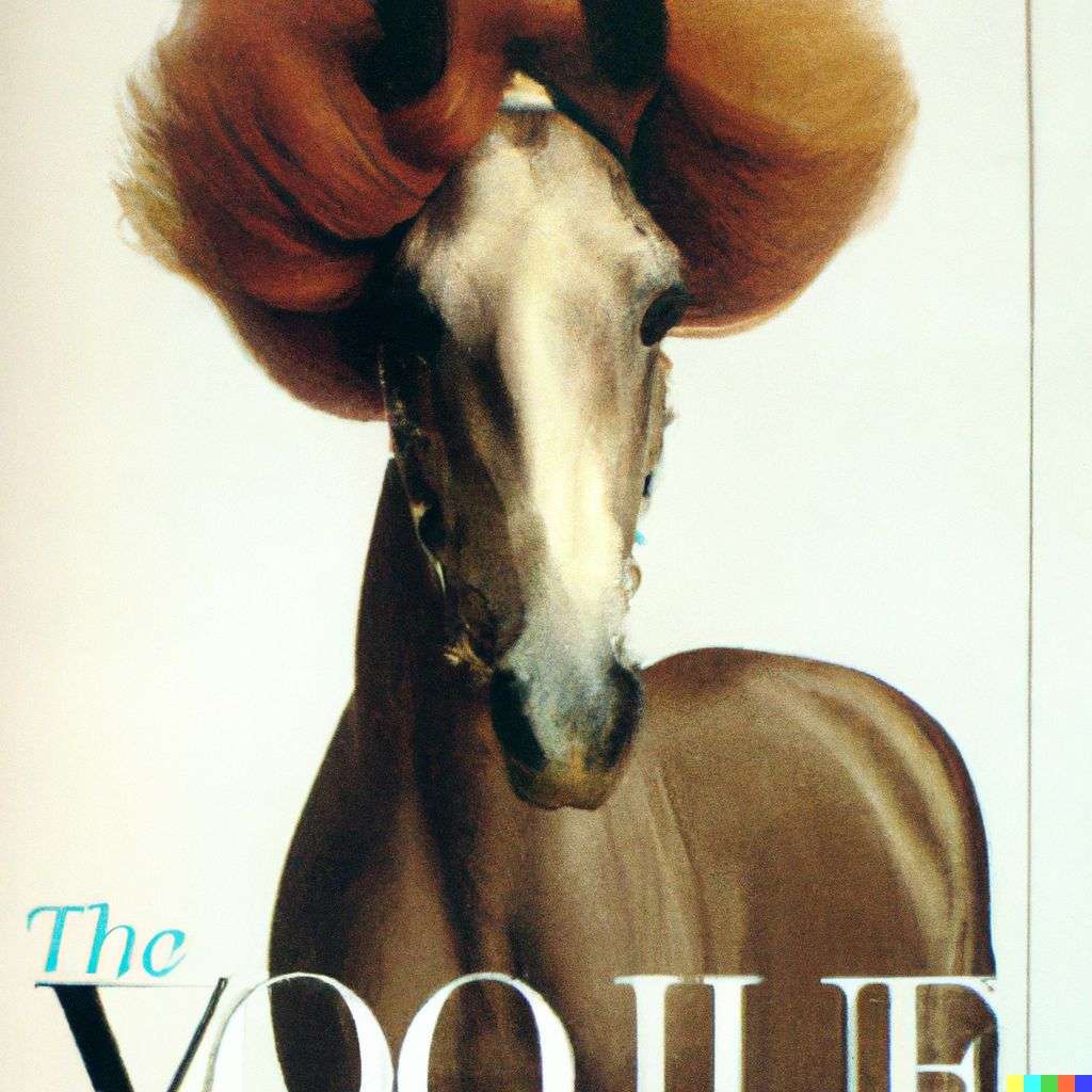 a horse, front cover of Vogue, 1980